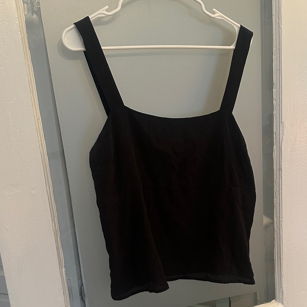 Black Silk Open Back Picnic Tank